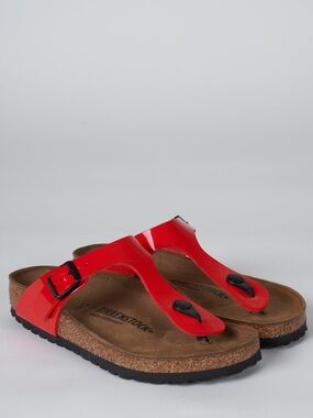 Birkenstock Gizeh Thong Sandals Cherry Patent Women Size 38 Regular Width L8 M6